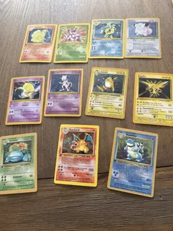 Pokemon Base Set 10 Card Lot Ninetales Gyarados Binder Included REPS - Image 1