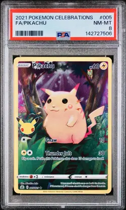 POKEMON PSA 8 PIKACHU FULL ART 005/025 CELEBRATIONS ENGLISH 2021! - Image 1