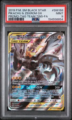 2019 POKEMON SM BLACK STAR PROMO #SM168 FULL ART/PIKACHU & ZEKROM GX PSA 9 - Image 3