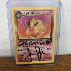 Pokemon dark flareon team rocket Autographed by Pokemon Singer Jason Paige - Image 1