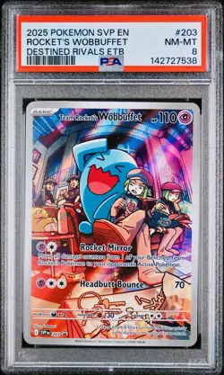 POKEMON PSA 8 ROCKET’S WOBBUFFET #203 PROMO DESTINED RIVALS ETB ENGLISH 2025! - Image 1