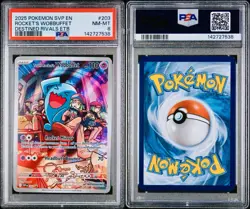 POKEMON PSA 8 ROCKET’S WOBBUFFET #203 PROMO DESTINED RIVALS ETB ENGLISH 2025! - Image 3