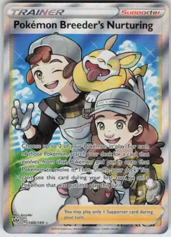 Pokemon Pokemon Breeder's Nurturing (Full Art) SWSH03 Darkness Ablaze 188/189 NM - Image 1