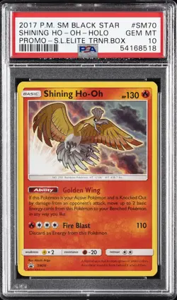 2017 POKEMON SM BLACK STAR PROMO #SM70 SHINING HO-OH-HOLO PSA 10 - Image 1