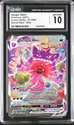 CGC 10 Gengar Vmax 271/264 Fusion Strike Secret Rare Holo POKEMON - Image 1