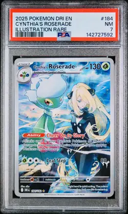 POKEMON PSA 7 CYNTHIA’S ROSERADE FULL ART 184/182 DESTINED RIVALS ENGLISH 2025 - Image 1
