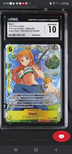 NAMI ENGLISH EB03-053 SR ALT ART CGC 10 ONE PIECE HEROINES EDITION VERY LOW POP - Image 1