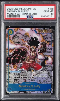 2025 ONE PIECE OP11-A FIST OF DIVINE SPEED #118 MONKEY D. LUFFY PSA 10 - Image 1