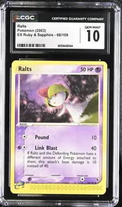 CGC 10 Ralts 68/109 EX Ruby & Sapphire 2003 Pokemon Card - Image 1