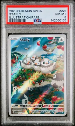 POKEMON PSA 8 STARLY ILLUSTRATION RARE 221/198 SCARLET e VIOLET ENGLISH 2023! - Image 1