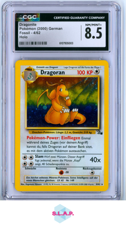 DRAGONITE FOSSIL - UNLIMITED HOLO 4/62 POKEMON CGC 8 - Image 1