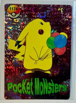 PIKACHU BALLOONS Pocket Monsters Pokemon Japanese Anime Vending Prism Sticker NM - Image 1