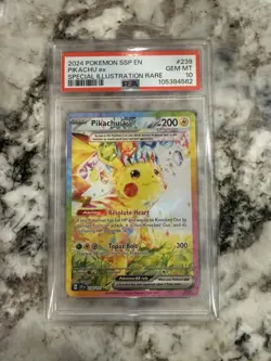 2024 POKEMON SSP EN-SURGING SPARKS SPECIAL ILLUSTRATION RARE PIKACHU EX PSA 10 - Image 1