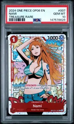 2024 ONE PIECE ST01 007 OP06 WINGS OF THE CAPTAIN NAMI TREASURE RARE PSA 10 - Image 1
