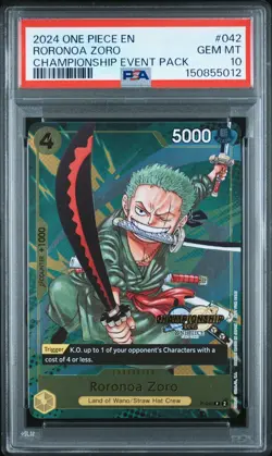 2024 ONE PIECE P-042 CHAMPIONSHIP CS EVENT PACK 2024 PROMO RORONOA ZORO PSA 10 - Image 1