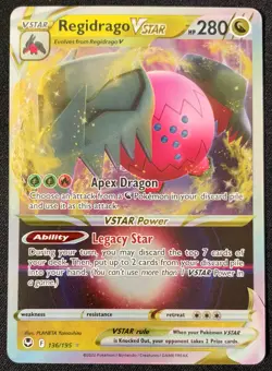Regidrago VSTAR 136/195 Silver Tempest Ultra Rare Holo Pokemon TCG Card NM - Image 1