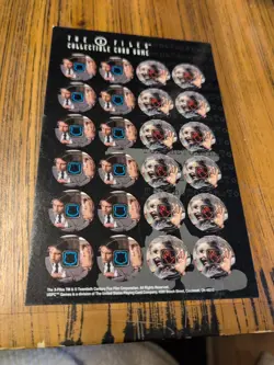 1996 The X-Files Collectible Card Game Unpunched 24 Token Sheet - Image 1