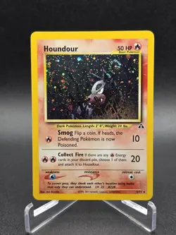 Pokemon TCG Houndour 5/75 Holo Unlimited Neo Discovery NM Rare Swirl - Image 1