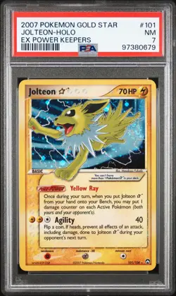 Jolteon 2007 Pokemon EX Power Keepers #101/108 Holo Gold Star Swirl PSA 7 - Image 1