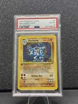 1999 Pokemon Game Machamp Holo 1st Edition #08/102 Psa 4 - Image 1