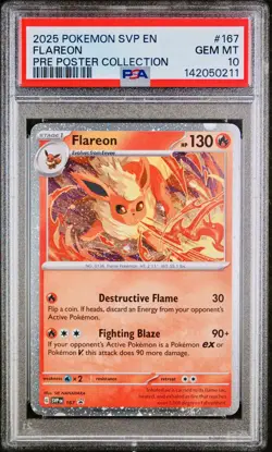 POKEMON PSA 10 FLAREON FULL ART #167 PROMO PRISMATIC EVOLUTION ENGLISH 2025! - Image 1