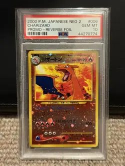 2000 POKEMON JAPANESE NEO 2 PROMO REVERSE FOIL #006 CHARIZARD PSA 10 - Image 2