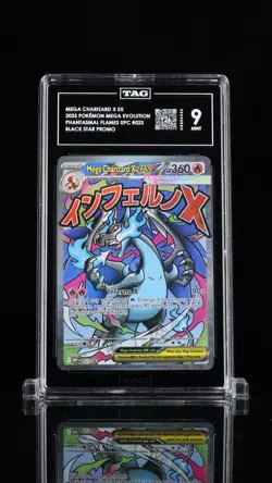 2025 Pokemon Mega Charizard X EX #023 Promo TAG 9 Mint Full Art - Image 1