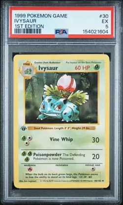 1999 POKEMON BASE SET 1ST EDITION #30 IVYSAUR PSA 5 - Image 1