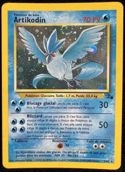Artikodin 2/62 Fossil Holo Rare French Articuno Pokemon Card w/ 💫 SWIRL - MP - Image 1
