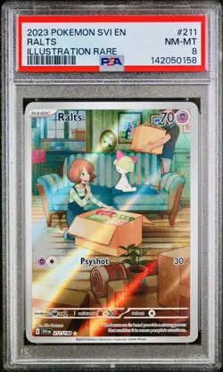POKEMON PSA 8 RALTS ILLUSTRATION RARE 211/198 SCARLET e VIOLET ENGLISH 2023! - Image 1