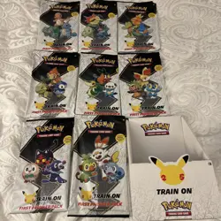 Pokemon 25th Anniversary First Partner Packs Complete Set of 8 SEALED w/Display - Image 1