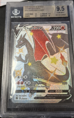 Pokemon Charizard V Secret Rare Champion's Path Holo Beckett 9.5 079/073 2020 - Image 1