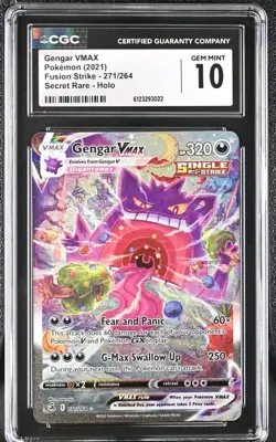 CGC 10 Gengar Vmax 271/264 Fusion Strike Secret Rare Holo POKEMON - Image 1