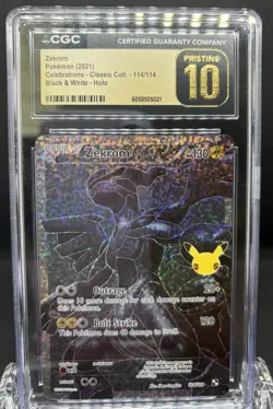 CGC 10 PRISTINE Zekrom 114/114 Celebrations Classic Collection Pokemon 2021 Holo - Image 1