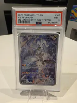 2025 Pokemon N's Reshiram 167/159 JTG Box Topper Stamped FA Promo - PSA 9 - Image 1