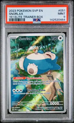 POKEMON PSA 9 SNORLAX FULL ART #051 PROMO 151 ELITE TRAINER BOX ENGLISH 2023! - Image 1