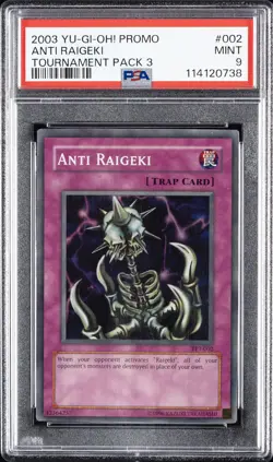 2003 YU-GI-OH! PROMO TP3-TOURNAMENT PACK 3 #002 ANTI RAIGEKI PSA 9 - Image 1