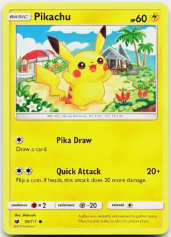 Pikachu 30/111 Common Crimson Invasion Pokemon Near Mint - Image 1
