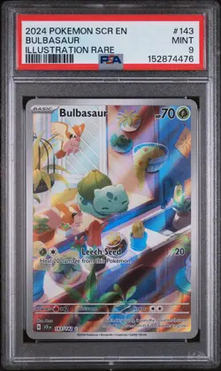 2024 POKEMON SCR EN-STELLAR CROWN ILLUSTRATION RARE #143 BULBASAUR PSA 9 - Image 1