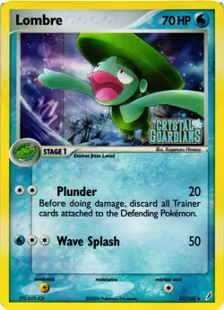 Pokemon TCG Lombre Crystal Guardians 37/100 Stamped Reverse Holo HP/DMG - Image 1