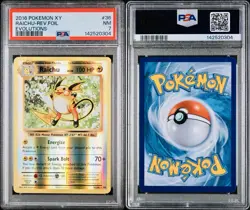 POKEMON PSA 7 RAICHU REVERSE FOIL 36/108 EVOLUTIONS ENGLISH 2016! - Image 3
