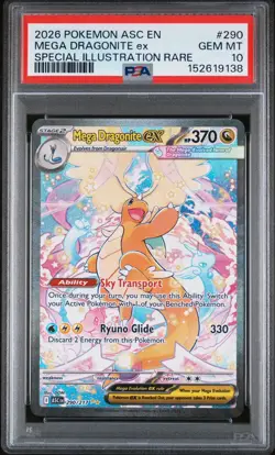 2026 POKEMON ASCENDED HEROES SPECIAL ILLUSTRATION RARE MEGA DRAGONITE EX PSA 10 - Image 1