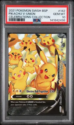 2021 POKEMON SWSH BLACK STAR PROMO #142 PIKACHU V-UNION PSA 10 - Image 1