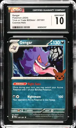CGC 10 GEM MINT Gengar 057/091 COSMOS HOLO 2024 Trick or Trade BOOster Pokemon - Image 1