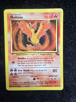 1999 Pokemon Fossil Moltres #27/62 Rare 70 HP Regular Unlimited - Image 1
