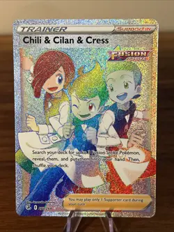 Pokemon Chili Cilan And Cress 273/264 Fusion Strike Rainbow Secret Rare Mint - Image 1