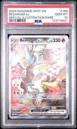 2025 POKEMON WHT EN-WHITE FLARE SPECIAL ILLUSTRATION RARE RESHIRAM EX PSA 10 - Image 1
