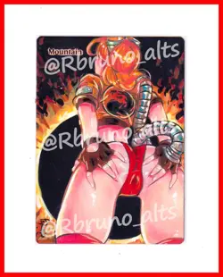 Hand Painted Altered Mtg Mountain Card Anime Girl - Image 1