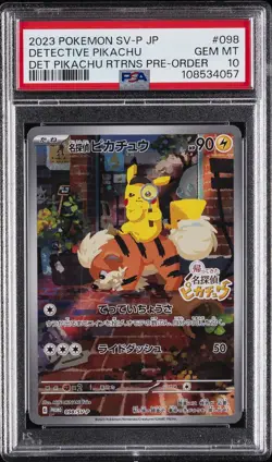 2023 POKEMON JPN SV-P PROMO #098 DETECTIVE PIKACHU PSA 10 - Image 1