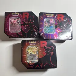 Pokemon Destined Rivals Team Rocket Tins Set of 3 Sealed Mewtwo Nidoking Persian - Image 1